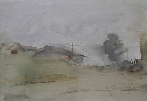 StoreGal/store/Watercolor/Village. Morning. Fog.JPG